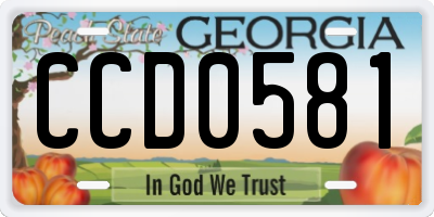 GA license plate CCD0581
