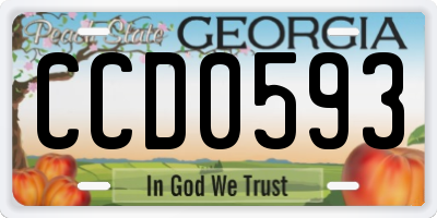 GA license plate CCD0593