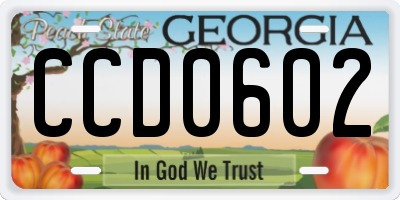 GA license plate CCD0602
