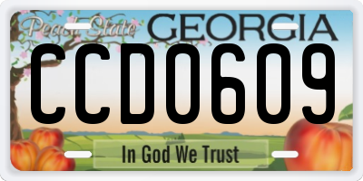 GA license plate CCD0609