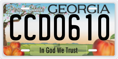 GA license plate CCD0610