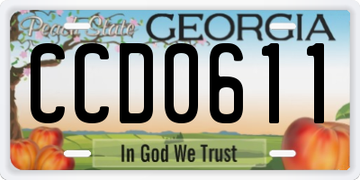 GA license plate CCD0611