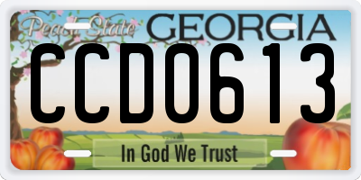 GA license plate CCD0613