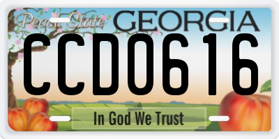 GA license plate CCD0616