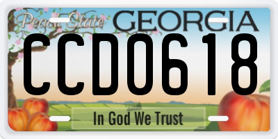 GA license plate CCD0618