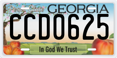 GA license plate CCD0625