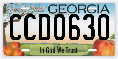 GA license plate CCD0630