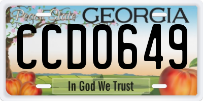 GA license plate CCD0649