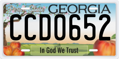 GA license plate CCD0652