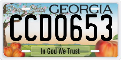 GA license plate CCD0653