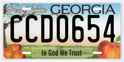 GA license plate CCD0654