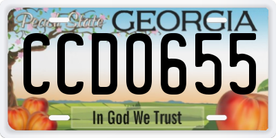 GA license plate CCD0655