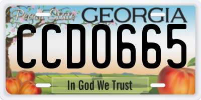 GA license plate CCD0665
