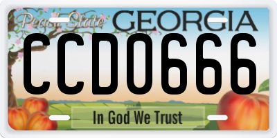 GA license plate CCD0666