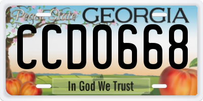 GA license plate CCD0668