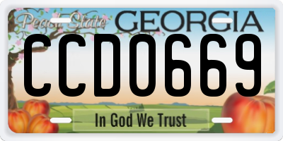 GA license plate CCD0669