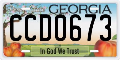 GA license plate CCD0673