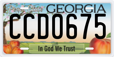 GA license plate CCD0675