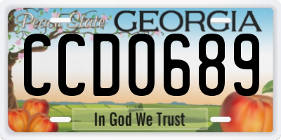 GA license plate CCD0689