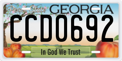GA license plate CCD0692