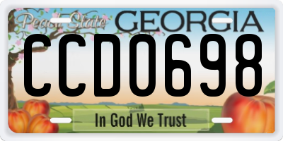 GA license plate CCD0698