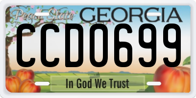 GA license plate CCD0699