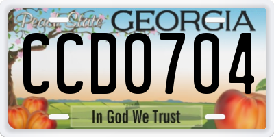 GA license plate CCD0704