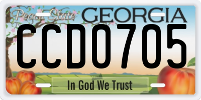 GA license plate CCD0705