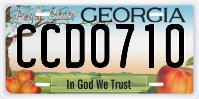 GA license plate CCD0710