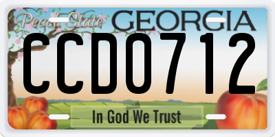 GA license plate CCD0712