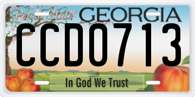 GA license plate CCD0713