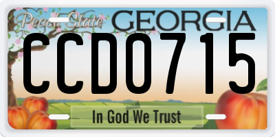 GA license plate CCD0715