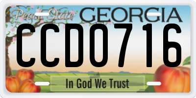 GA license plate CCD0716