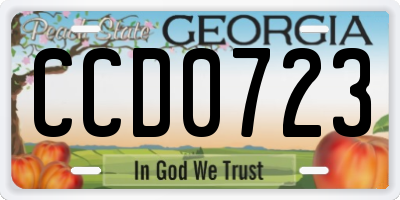 GA license plate CCD0723