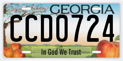 GA license plate CCD0724