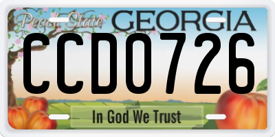 GA license plate CCD0726