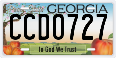 GA license plate CCD0727