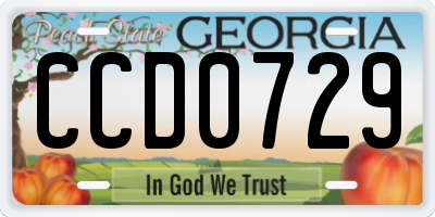 GA license plate CCD0729