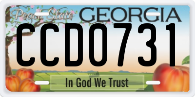 GA license plate CCD0731