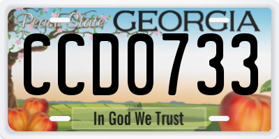 GA license plate CCD0733