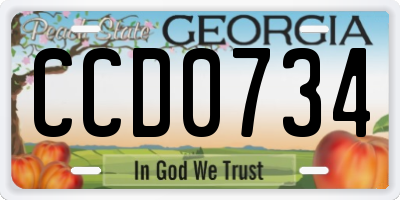 GA license plate CCD0734