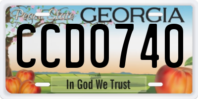 GA license plate CCD0740