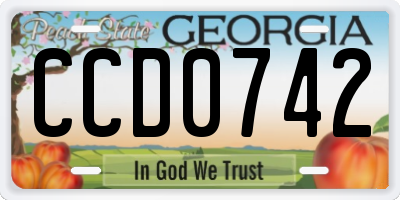 GA license plate CCD0742