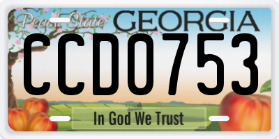 GA license plate CCD0753