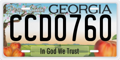 GA license plate CCD0760