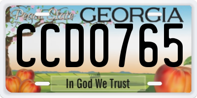 GA license plate CCD0765