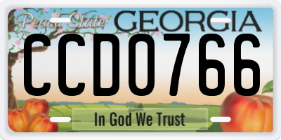 GA license plate CCD0766