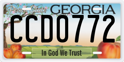 GA license plate CCD0772