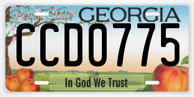 GA license plate CCD0775