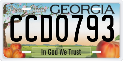 GA license plate CCD0793